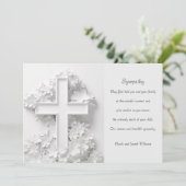 White Cross Sympathy Card Einladung (Stehend Vorderseite)