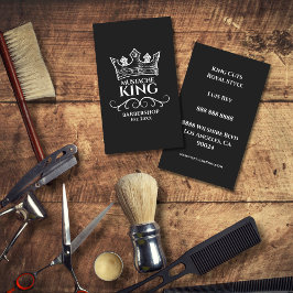 White Crown King Mustache Barbershop Business Card Visitenkarte