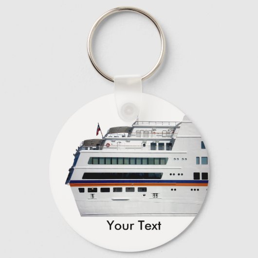 White Cruise Ship Covered Decks Keyring Schlüsselanhänger (Vorderseite)