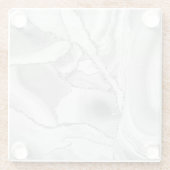 White Crystal Silver Glitzer Agate Elegant Glasuntersetzer (Rückseite)