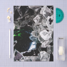 White Crystals in Black outer space Seidenpapier