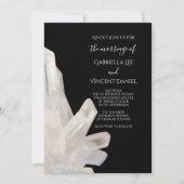 White Crystals on Black Wedding Einladung (Vorderseite)