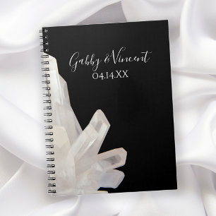White Crystals on Black Wedding Guest Book Notizblock