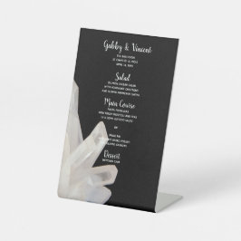 White Crystals on Black Wedding Menu Sockelschild