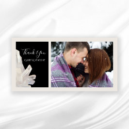 White Crystals on Black Wedding Vielen Dank Dankeskarte