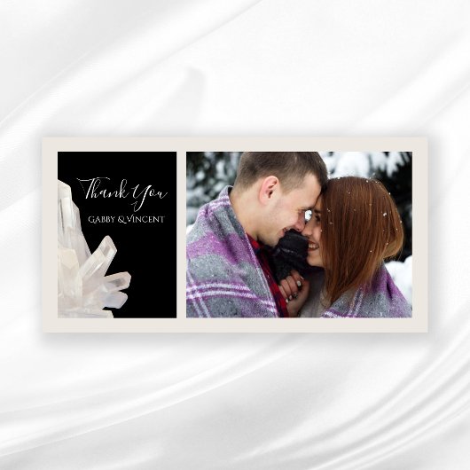 White Crystals on Black Wedding Vielen Dank Dankeskarte