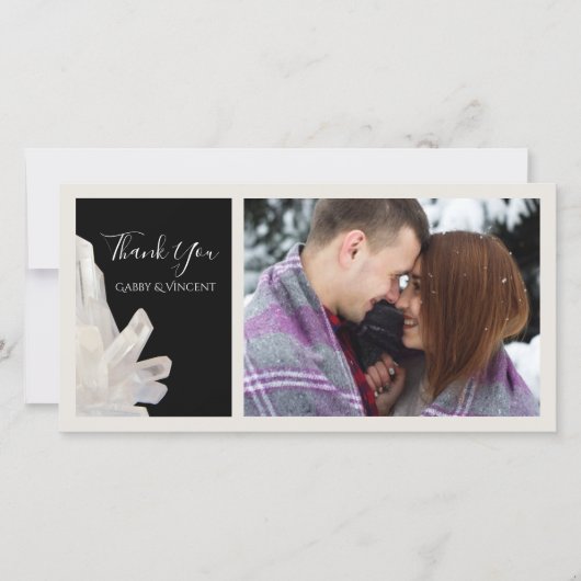 White Crystals on Black Wedding Vielen Dank Dankeskarte (Vorderseite)