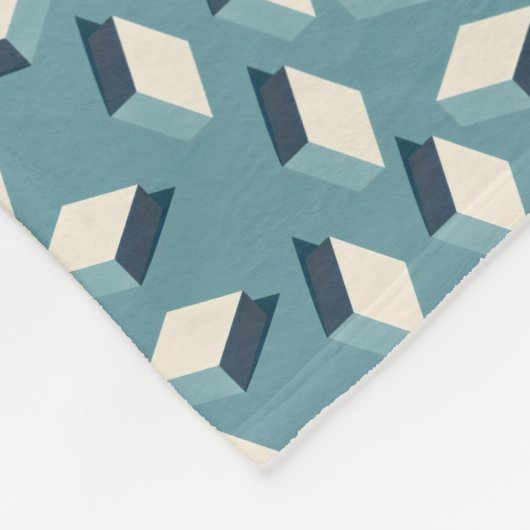 white cubes and shadows on a teal background fleecedecke (Ecke)