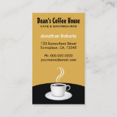 White Cup of Steaming Coffee Black and Beige Café Visitenkarte (Rückseite)