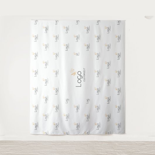 White Custom Business Logo Step Repeat Backdrop Wandteppich (Vorderseite)