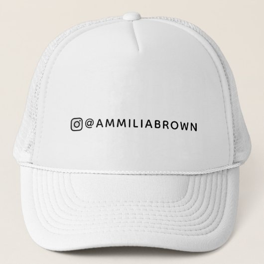 White Custom Instagram Hat | Personalisierter Name Truckerkappe (Vorderseite)