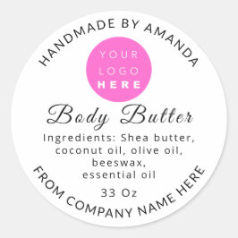 White Custom Logo Name Body Butter Kosmetik Gold Runder Aufkleber