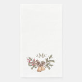 White Custom Monogram Christmas Bells Holiday Serviette (Vorderseite)