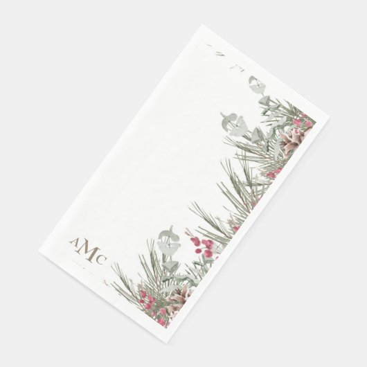 White Custom Monogram Weihnachtsfeiertag Serviette (Ecke)