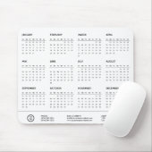 White Customizable Company Logo Swag 2024 Kalender Mousepad (Mit Mouse)