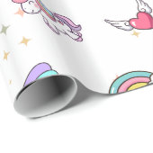 White Cute Rainbow Unicorn Star Magical Geschenkpapier (Rolleneckpunkt)