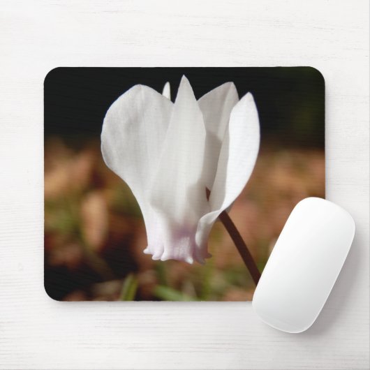 White Cyclamen Mouse Mat Mousepad (Mit Mouse)