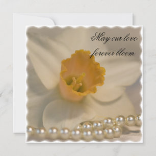 White Daffodil and Pearls Wedding Einladung