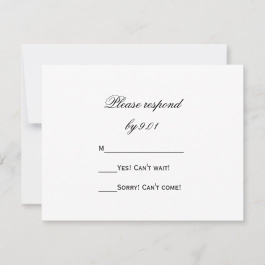 White Daffodil Pearls Wedding RSVP Response Card Karte (Rückseite)