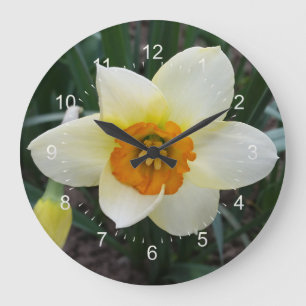 white daffodil shining große wanduhr