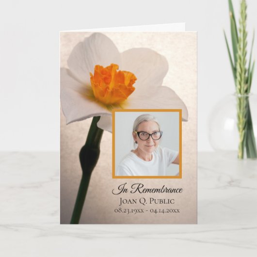 White Daffodil Spring Funeral Service geklappt Programm (Vorderseite)
