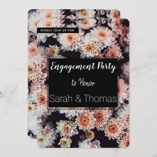 WHITE DAHLIA FLORAL ELEGANT ENGAGEMENT PARTEI EINLADUNG (Vorne/Hinten)