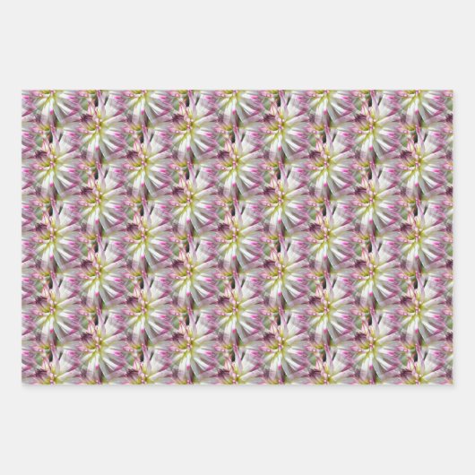 White Dahlia Flower Pattern Nature Geschenkpapier Set (Vorderseite)