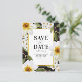 White Dahlia und Spirea Botanical Save the Date Ankündigungspostkarte (Stehend Vorderseite)