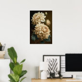 White Dahlias Blume Art Print Poster (Heimbüro)