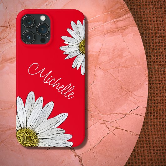 White Daisical Whimsical Floral Red Case-Mate iPhone Hülle