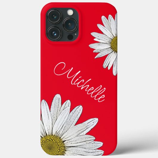 White Daisical Whimsical Floral Red Case-Mate iPhone Hülle (Rückseite)