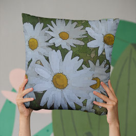 White Daisies Abstrakt Kissen