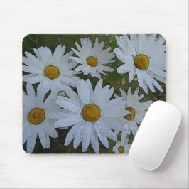 White Daisies Abstrakt Mousepad