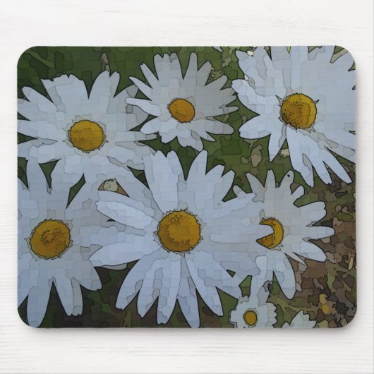 White Daisies Abstrakt Mousepad (Vorne)