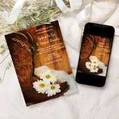 White Daisies and Cowboy Boots Western Wedding Einladung