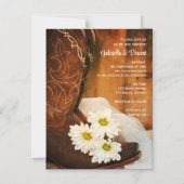 White Daisies and Cowboy Boots Western Wedding Magneteinladung (Vorderseite)