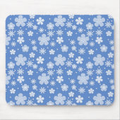 White Daisies and Dots on Blue Mousepad (Vorne)
