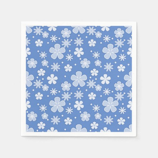 White Daisies and Dots on Blue Serviette (Vorderseite)