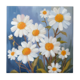White Daisies Aquarell Blume gestrichen Fliese
