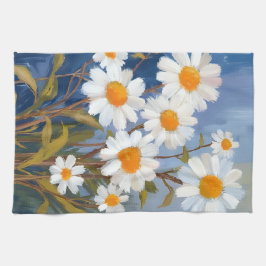 White Daisies Aquarell Blume gestrichen Geschirrtuch