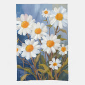 White Daisies Aquarell Blume gestrichen Geschirrtuch (Vertikal)