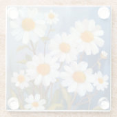 White Daisies Aquarell Blume gestrichen Glasuntersetzer (Rückseite)