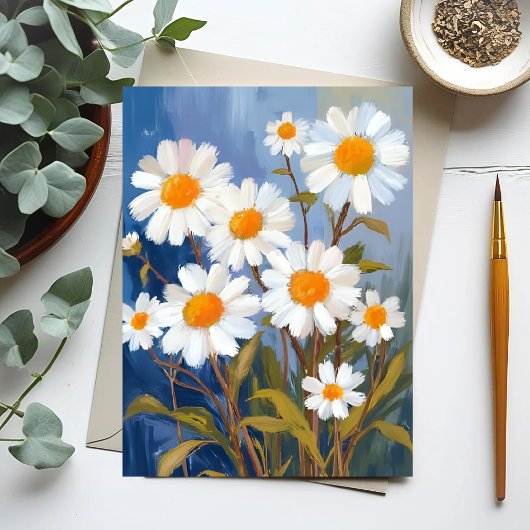 White Daisies Aquarell Blume gestrichen Postkarte