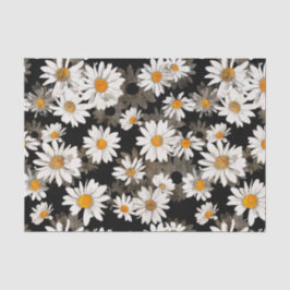 White Daisies auf Black Floral Seidenpapier