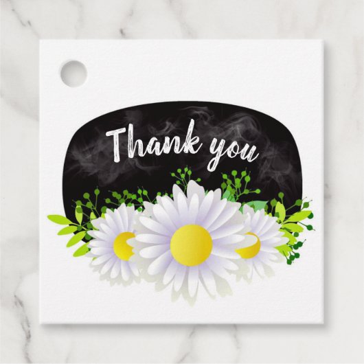 White Daisies auf einem Black Chalkboard Vielen Da Geschenkanhänger (Vorderseite)