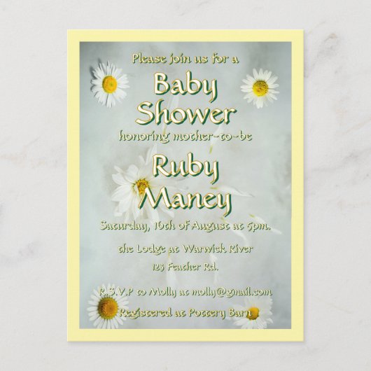 White Daisies Baby Shower Postkarte (Vorderseite)