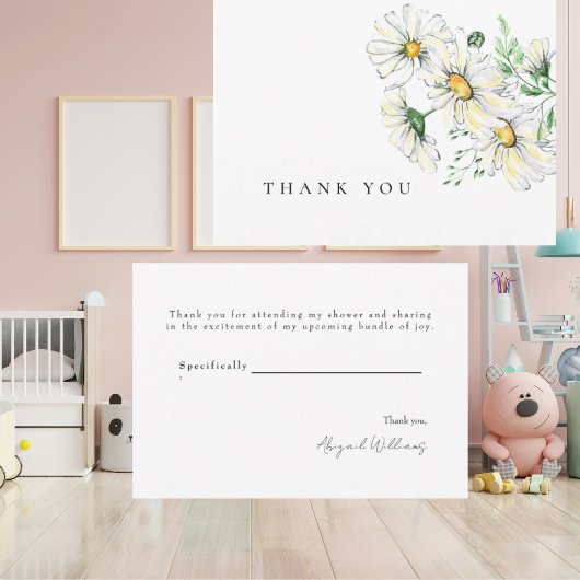 White Daisies Baby Shower Vielen Dank Dankeskarte
