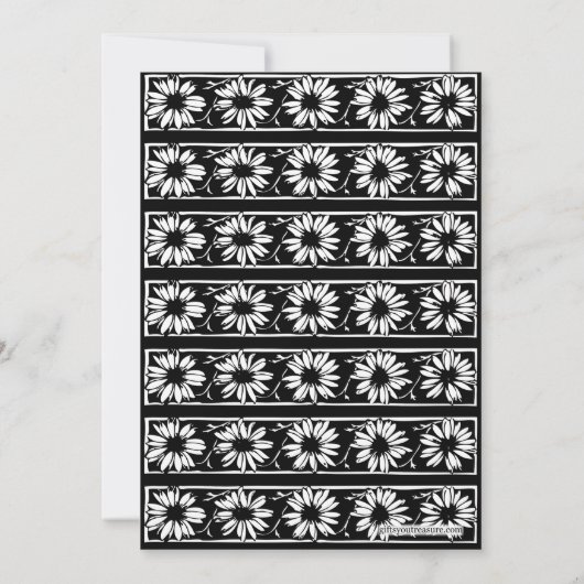White Daisies Black Border Pattern Wedding Einladung (Rückseite)