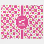 White Daisies Blumenmuster, kundenspezifisch monog Fleecedecke (Vorderseite (Horizontal))