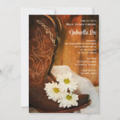 White Daisies Cowboy Boots Western Brautparty Einladung (Vorderseite)